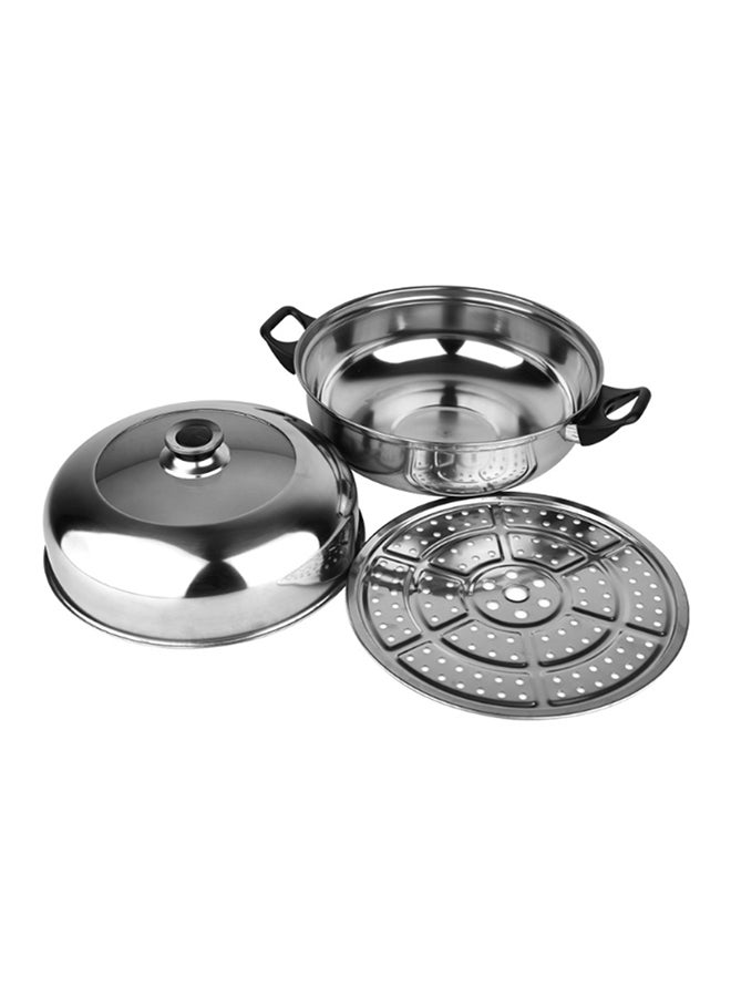 Sharpdo Double Layers Stainless Steel Steamer Silver 19.5X28 Centimeter Silver 19.5x28cm - Image 2