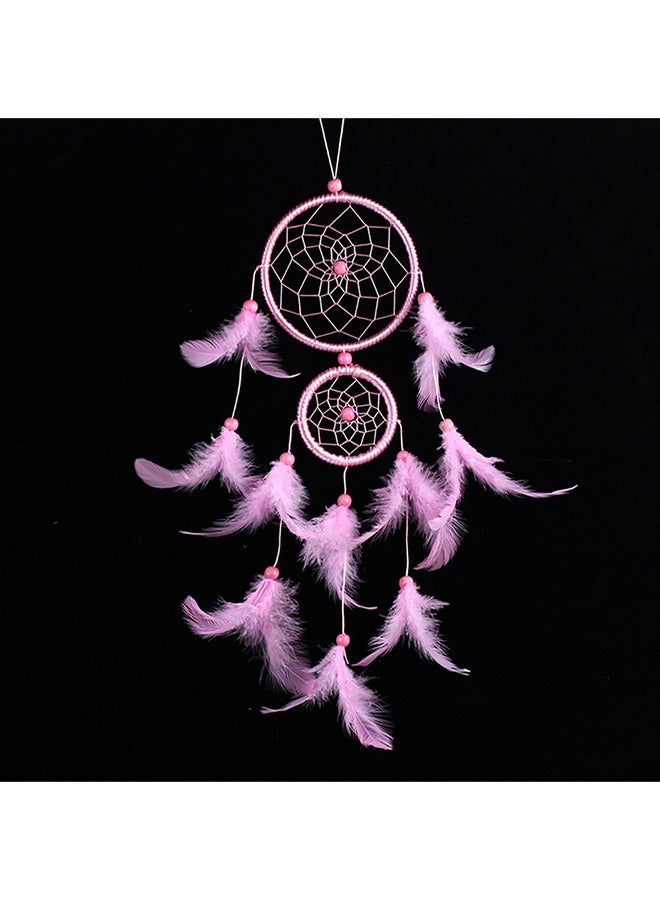 Voberry Handmade Lace Dream Catcher Feather Bead Hanging Decoration Ornament Gift Pink 11X5X11centimeter - Image 2