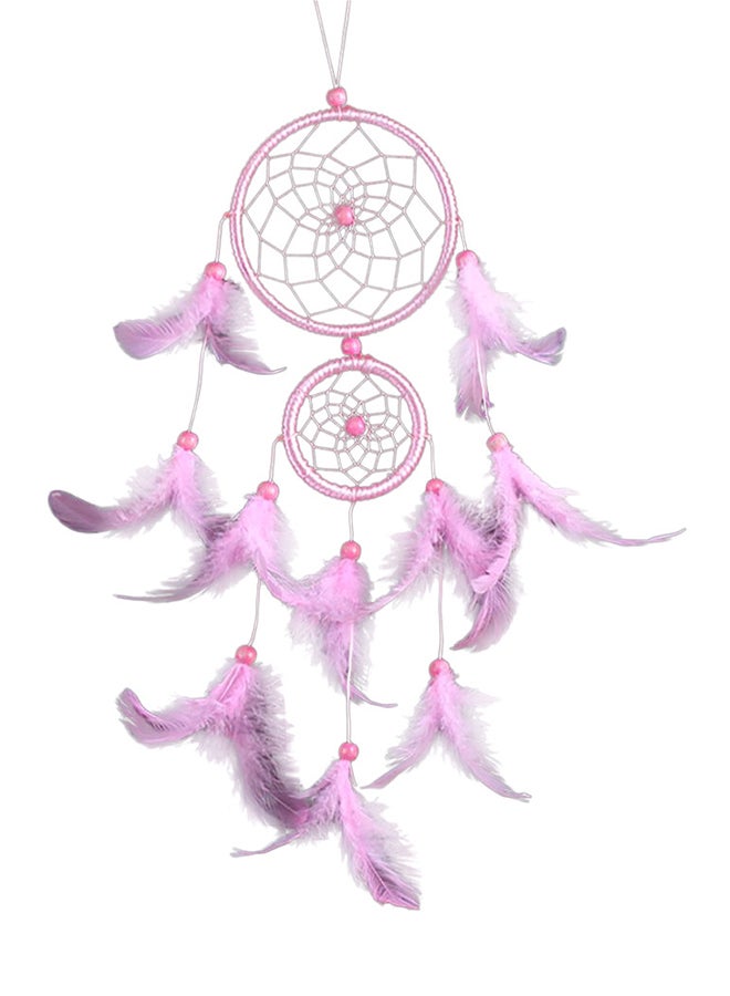 Voberry Handmade Lace Dream Catcher Feather Bead Hanging Decoration Ornament Gift Pink 11X5X11centimeter - Image 1