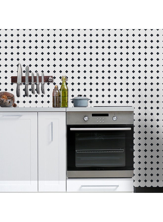 Voberry Geometric Self Adhesive Tile Stickers Decal Home Decoration Wall Sticker White/Black 100*20cm - Image 2