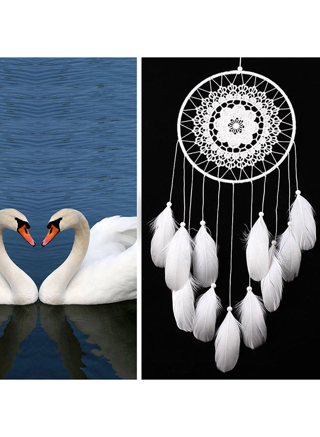 Voberry Handmade Lace Dream Catcher Feather Bead Hanging Decoration White 50X55centimeter  - Image 3