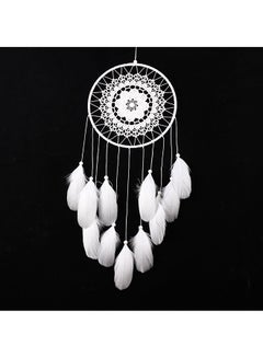 فوبيري صائدة أحلام يدوية الصمع من الدانتيل والريش والخرز بتصميم متدلي للزينة أبيض 50X55Ø³Ù†ØªÙŠÙ…ØªØ±  - Image 4