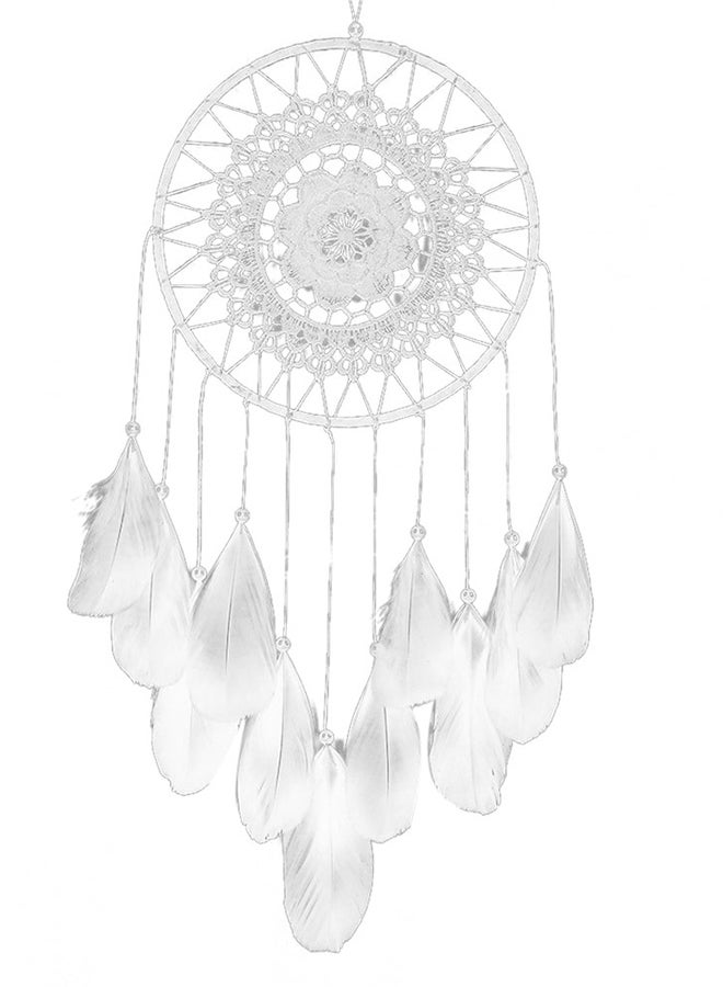 Voberry Handmade Lace Dream Catcher Feather Bead Hanging Decoration White 50X55centimeter  - Image 1