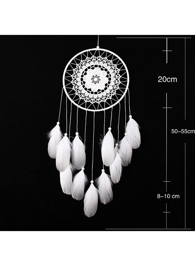 Voberry Handmade Lace Dream Catcher Feather Bead Hanging Decoration White 50X55centimeter  - Image 2