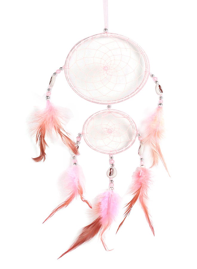 Voberry Handmade Lace Dream Catcher Feather Bead Hanging Decoration Pink 10X3X10cm - Image 1