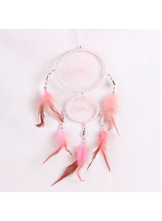 Voberry Handmade Lace Dream Catcher Feather Bead Hanging Decoration Pink 10X3X10cm - Image 2