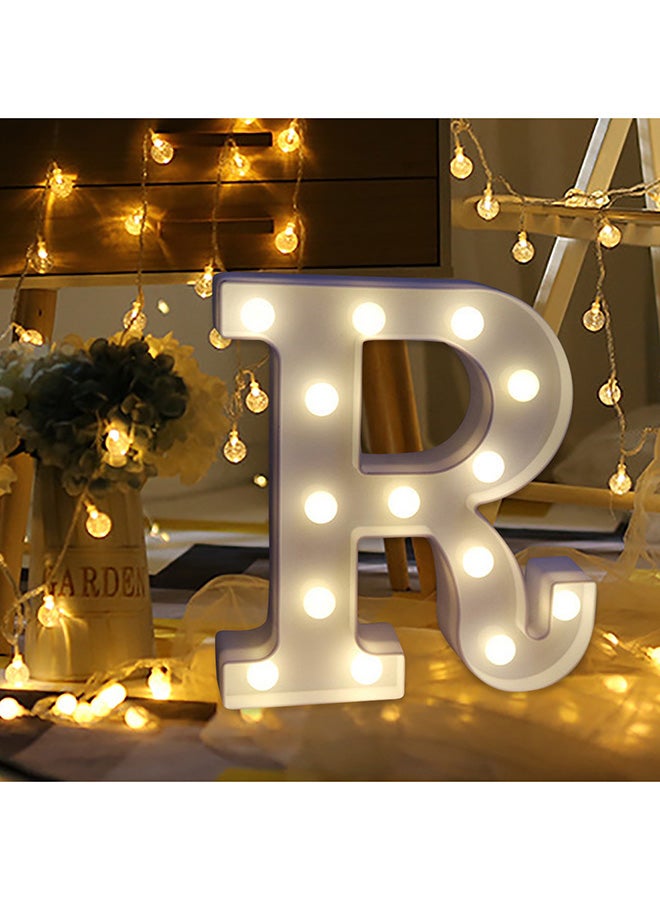Voberry - R Letter Battery Powered Free Standing Hanging Eye-catching LED Light White 22x18x4.5cm - Image 1