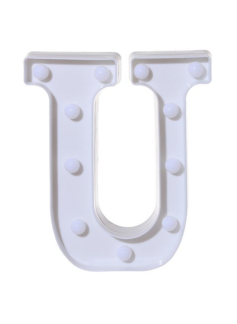 U Alphabet LED Letter Light White 22 x 18cm