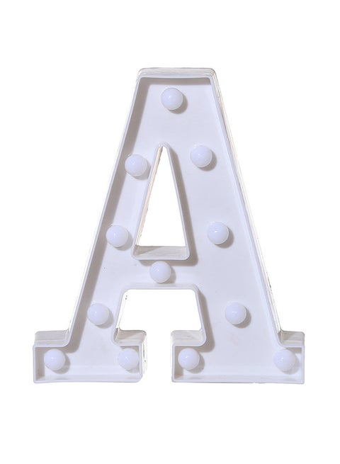 مصباح LED على شكل حرف A بتصميم قائم ولافت للنظر ويمكن تعليقه ويعمل بالبطارية أبيض 22x18x4.5سم