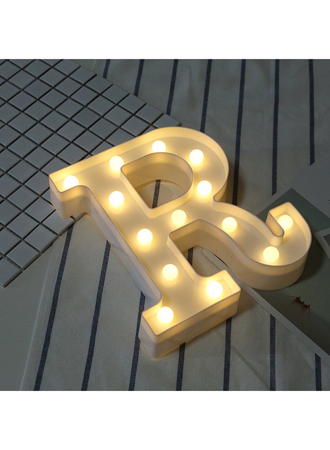 Voberry - R Letter Battery Powered Free Standing Hanging Eye-catching LED Light White 22x18x4.5cm - Image 1