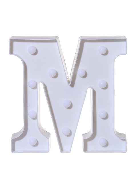 M Letter Battery Powered Free Standing Hanging Eye-catching LED Light White 22x18x4.5cm