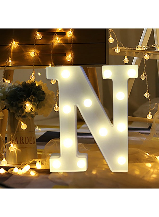 N Alphabet LED Marquee Letter Light Sign, Alphabet Letter For Wedding Birthday Party Home Bar Decoration Battery Operated White 22 x 18cm - v1551082395/N21503803A_2
