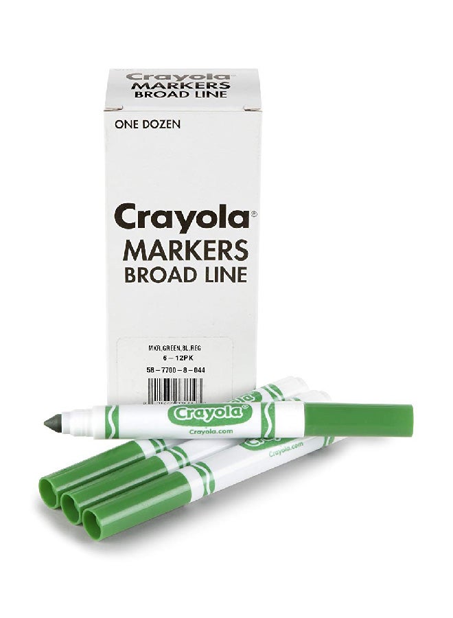كرايولا مجموعة أقلام ماركر أصلية كبيرة الحجم من 12 قلماً أخضر - Image 1