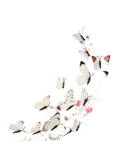 12-Piece 3D Butterfly Wall Sticker Set White