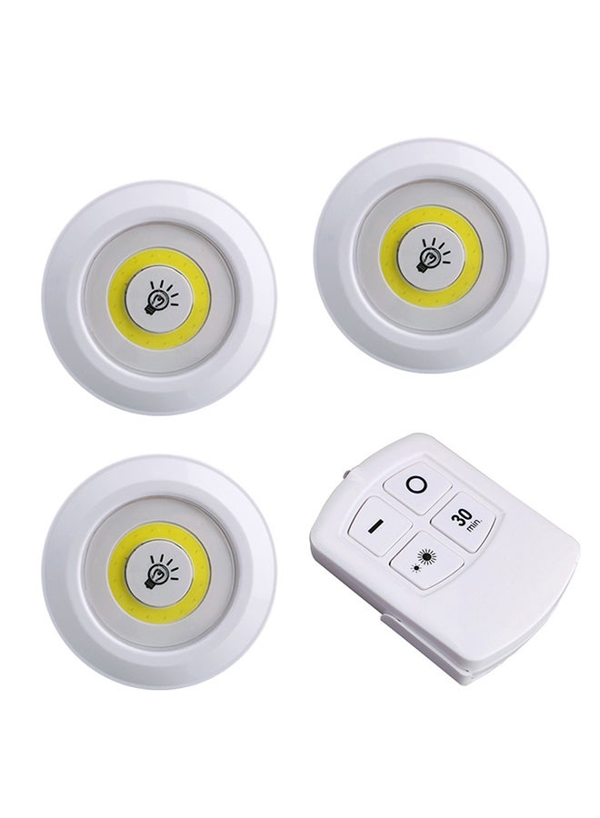 3-Piece Wireless Remote Controlled Under Cabinet LED Lights White 10x10x9cm - v1551095155/N21476088A_1