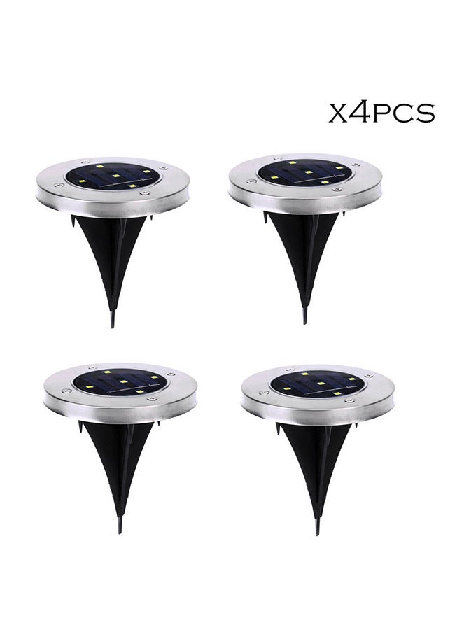 Voberry 4-Piece 5 LED Solar Power Buried Outdoor Light Black - Image 1