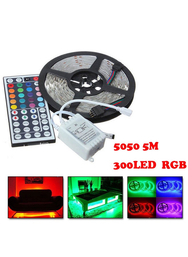 300 LED Flexible Light Strip With 44 Key Ir Remote Controller Black 5meter