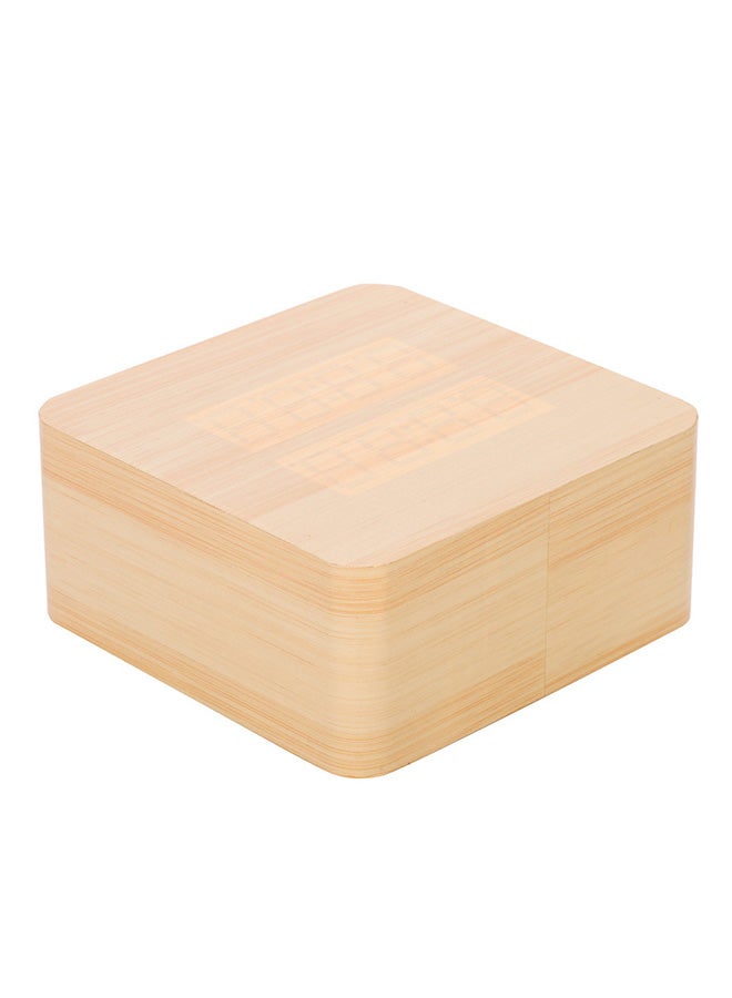 Voberry LED Wood Grain Alarm Clock With Temperature Display Beige 10X10X6centimeter - Image 4