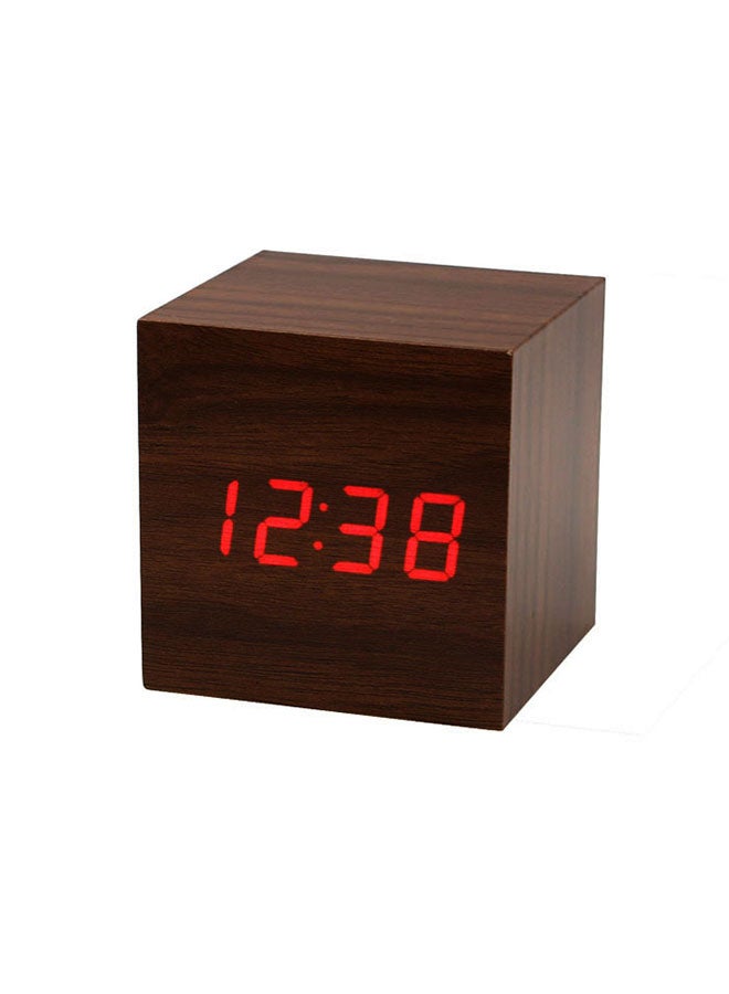 Voberry Voice Control Digital Alarm Brown 6.2 x 6.2cm - Image 1