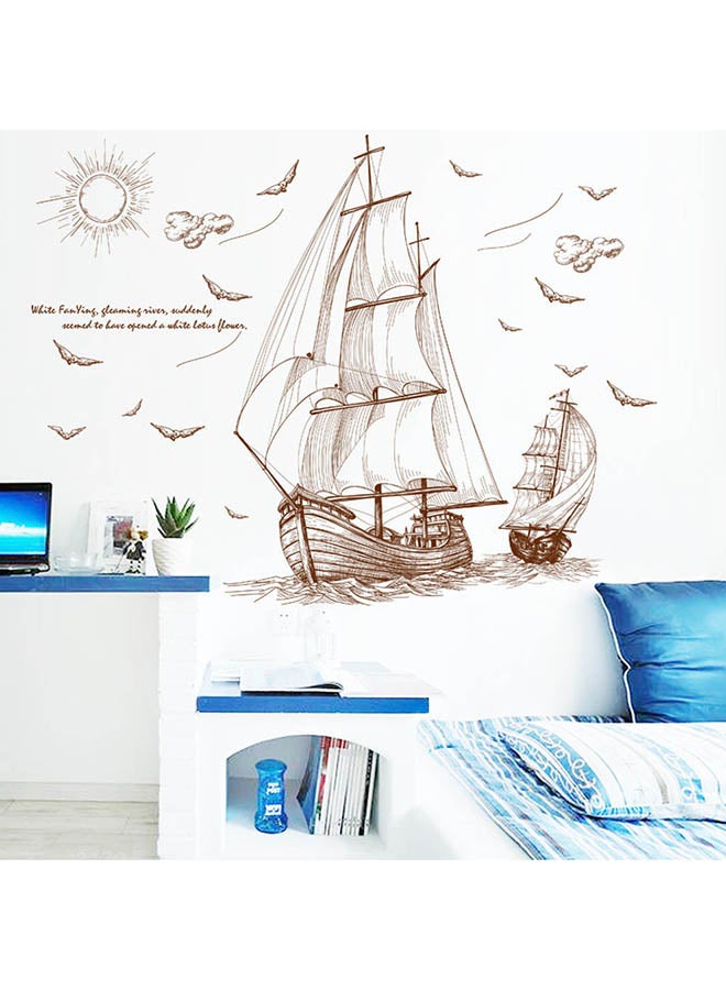Voberry DIY Ship Wall Decoration Sticker Brown - Image 3