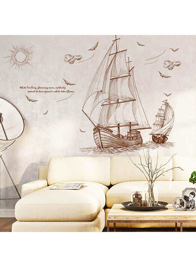 Voberry DIY Ship Wall Decoration Sticker Brown - Image 2