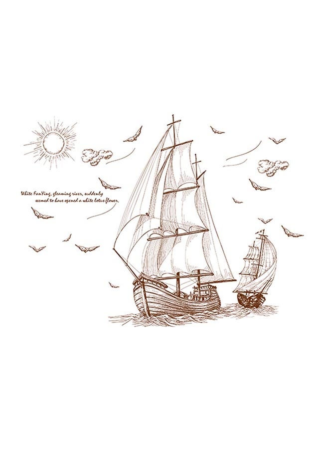 Voberry DIY Ship Wall Decoration Sticker Brown - Image 1