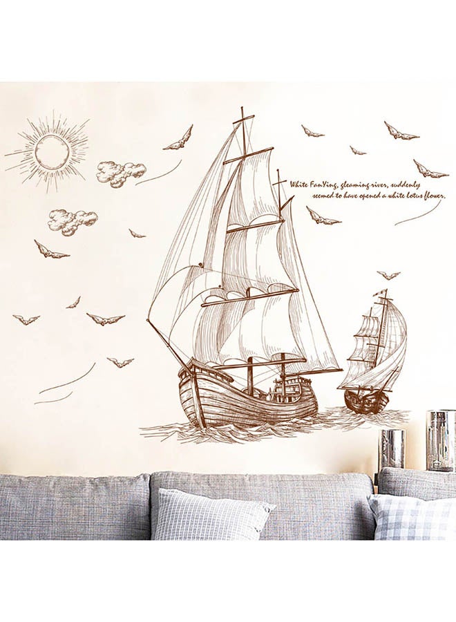 Voberry DIY Ship Wall Decoration Sticker Brown - Image 4