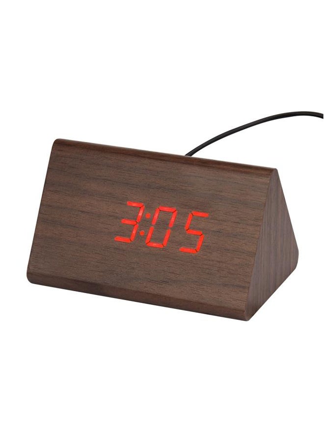 Voberry LED Alarm Clock With Calendar And Temperature Display Brown 15x 7x 8cm - Image 1