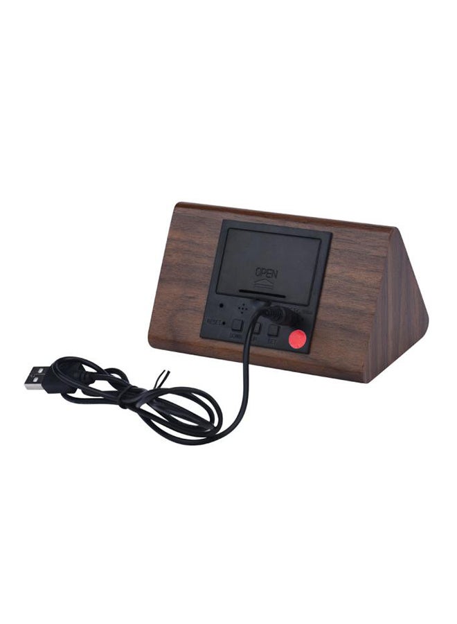 Voberry LED Alarm Clock With Calendar And Temperature Display Brown 15x 7x 8cm - Image 2