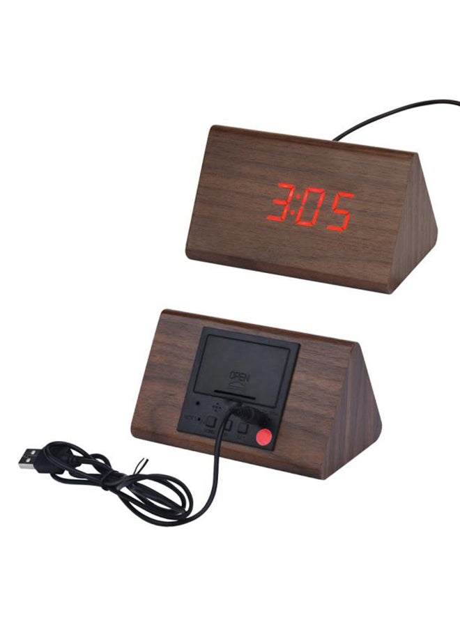 Voberry LED Alarm Clock With Calendar And Temperature Display Brown 15x 7x 8cm - Image 3