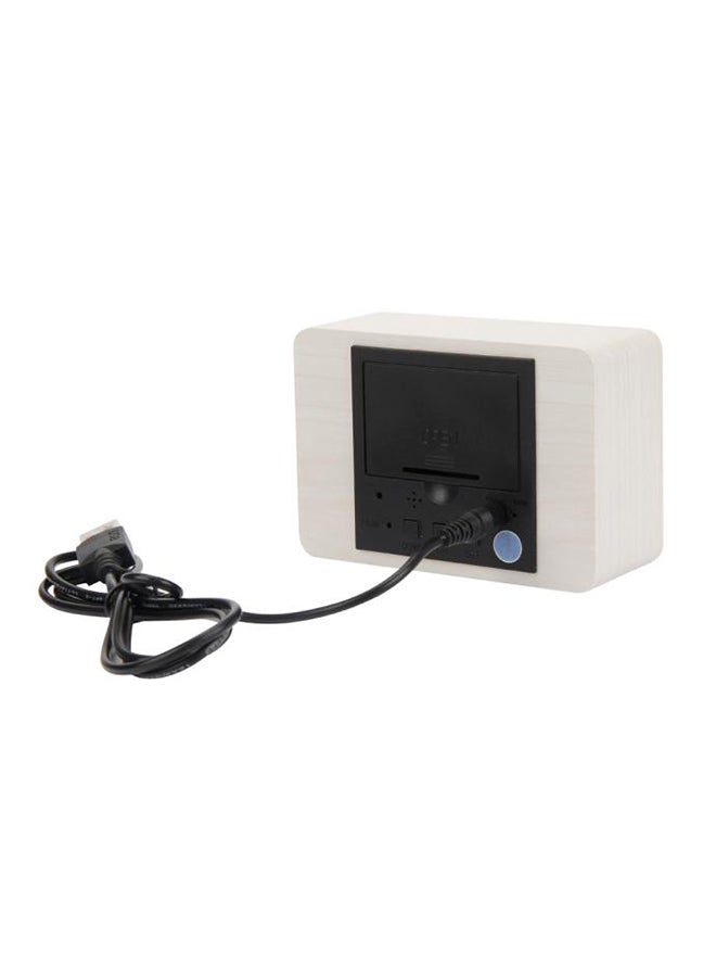 فوبيري منبه بإضاءة LED مزود بتقويم وشاشة لعرض درجة الحرارة كريمي - Image 4