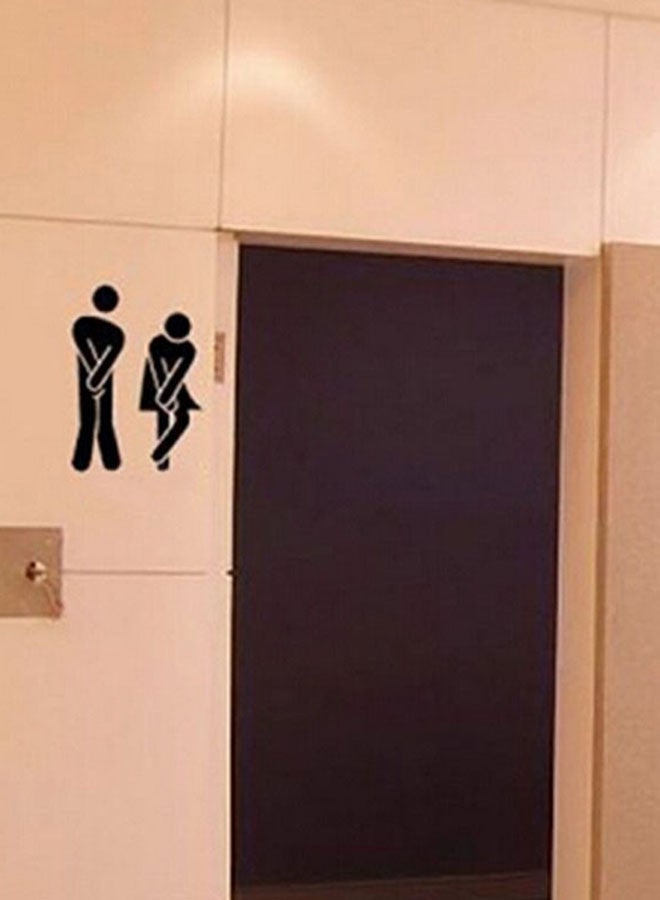 فوبيري ملصق جداري قابل للإزالة بتصميم رائع لرجل وامرأة يمكنك لصقه بنفسك، مناسب لدورة المياه أسود 1*1*1سم - Image 2