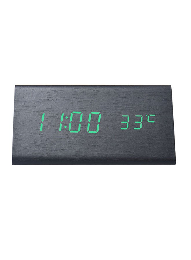 Voberry LED Wood Grain Alarm Clock With Temperature Display Black - Image 1