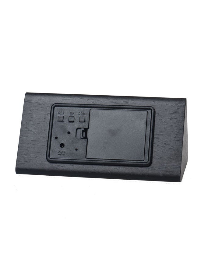 Voberry LED Wood Grain Alarm Clock With Temperature Display Black - Image 2