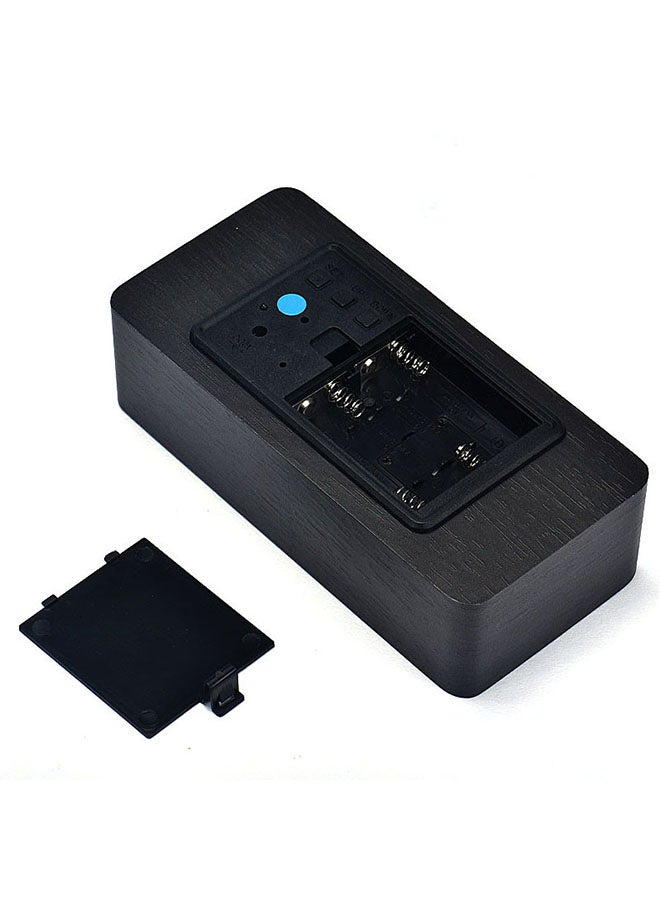 Voberry LED Wood Grain Alarm Clock With Temperature Display Black - Image 4