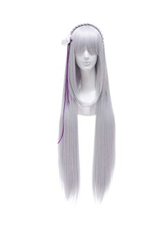 Long Anime Emilia Cosplay Wig With Braid Silver