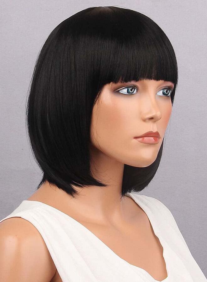 Generic Short Cosplay Wig With Bangs Black 32cm - Image 2