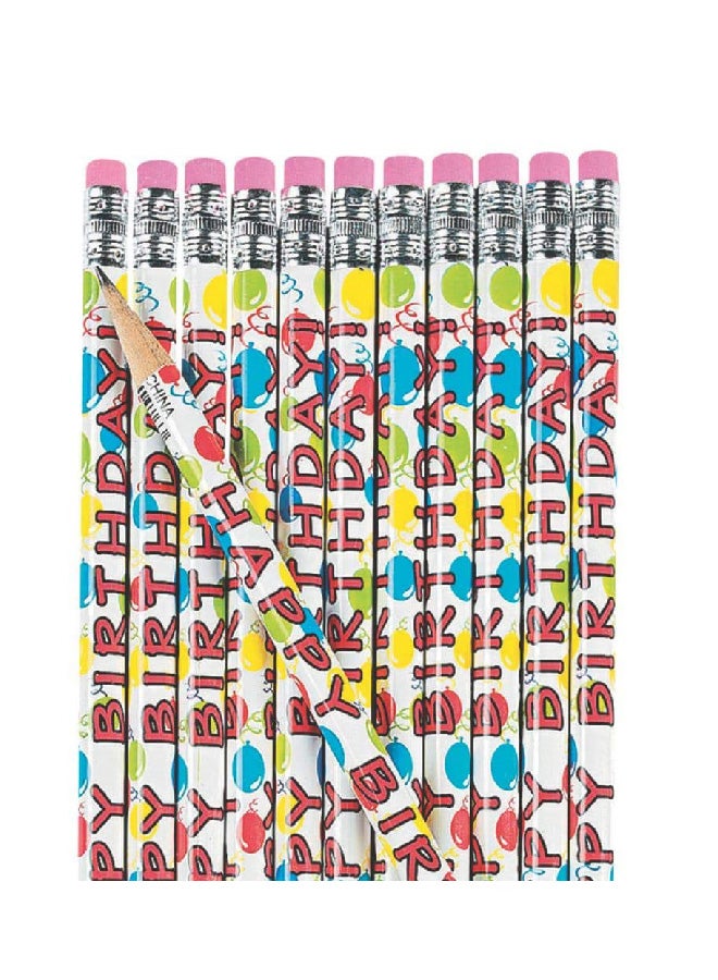 Fun Express 24Piece Wooden Happy Birthday Pencil 9.2 X 0.4 X 4 Inch