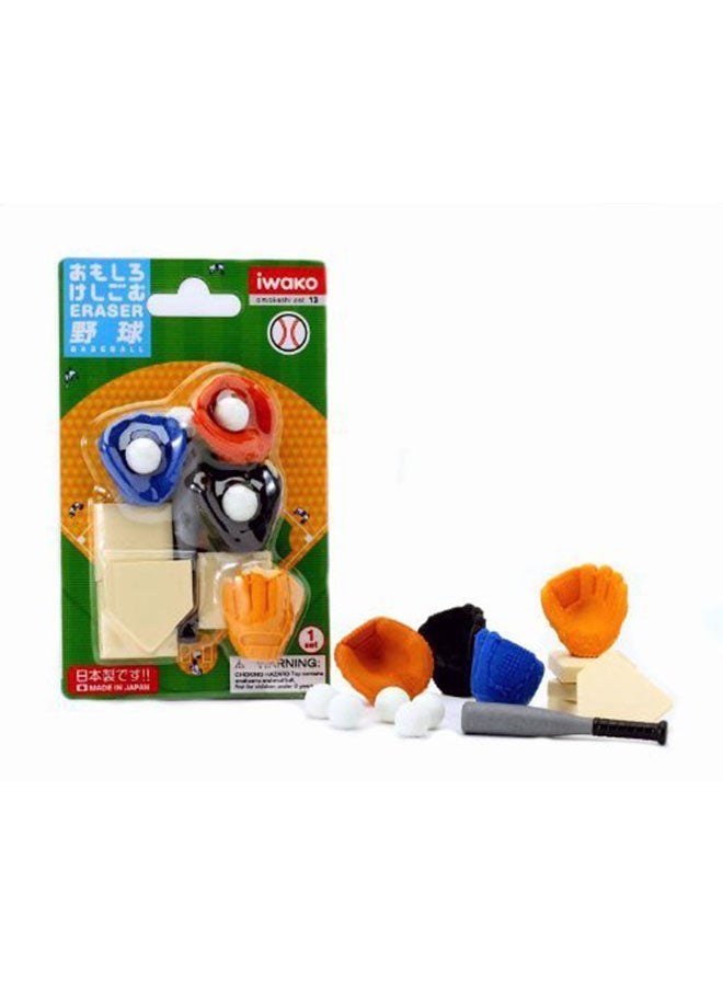 Iwako 14-Piece Baseball Eraser Set
