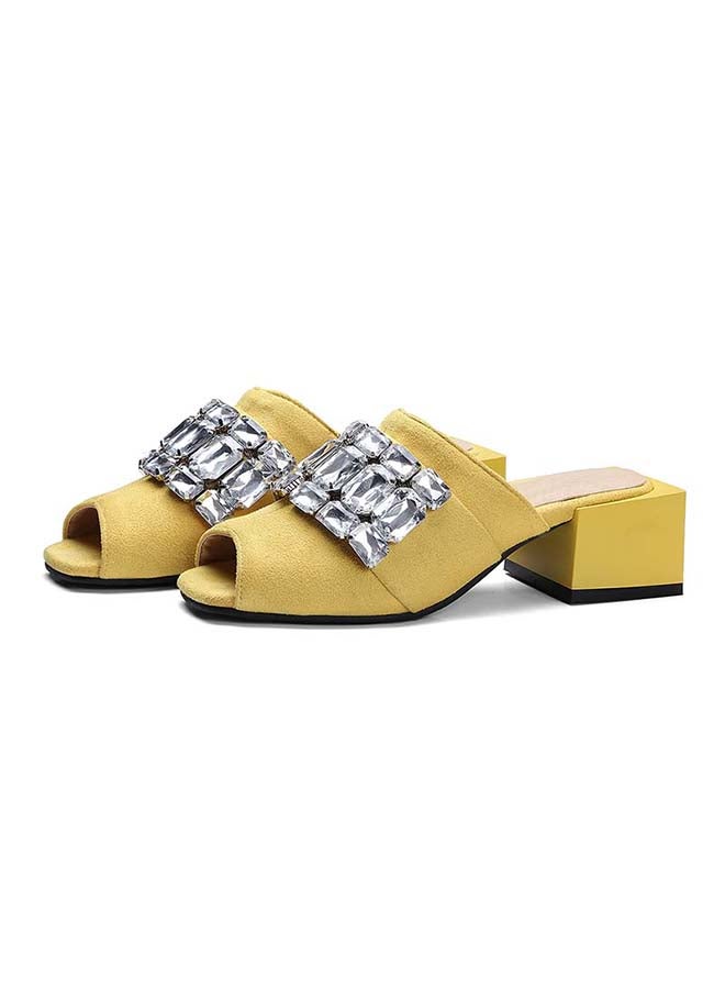 SIKAINI - Leather Slip-On Closure  Casual Sandals Yellow - Image 1
