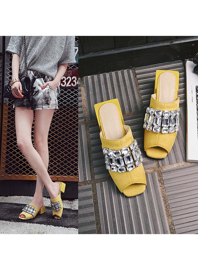 SIKAINI - Leather Slip-On Closure  Casual Sandals Yellow - Image 1