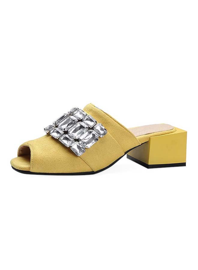 SIKAINI - Leather Slip-On Closure  Casual Sandals Yellow - Image 1
