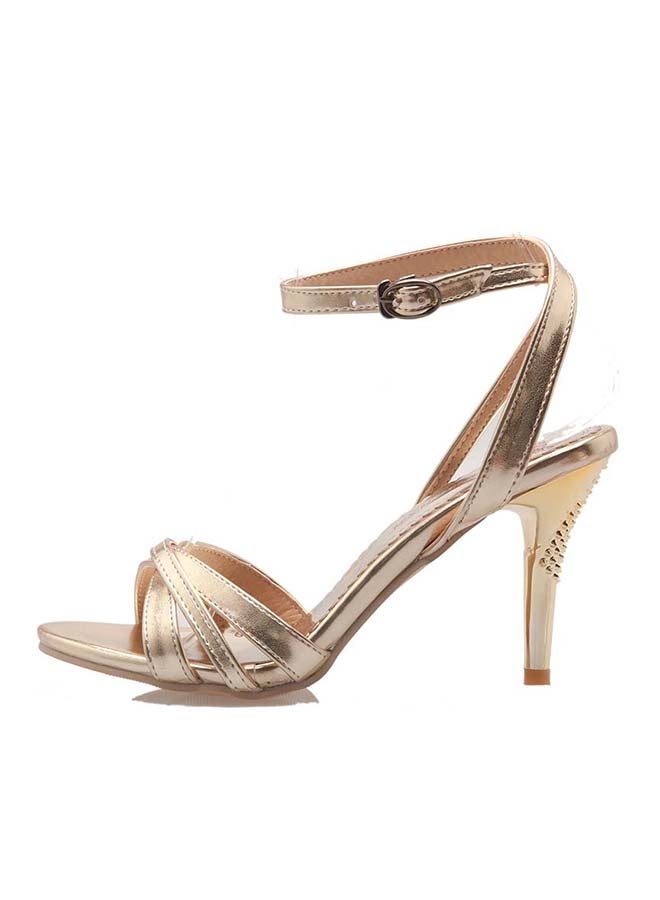 SIKAINI - Leather Buckle Closure Sandals Gold - Image 1