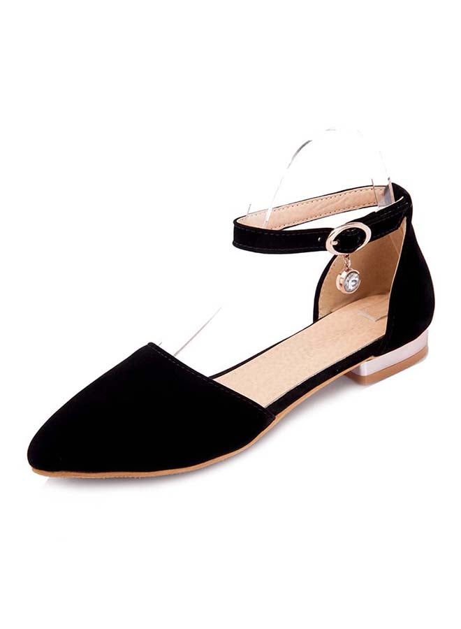 SIKAINI - Leather Buckle Closure Ankle Straps Black - Image 1