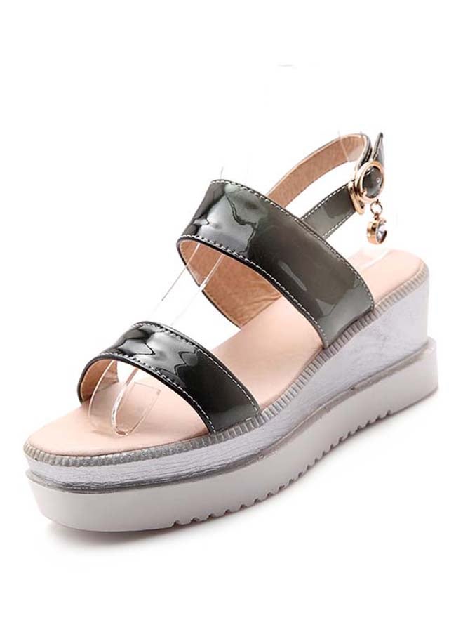 SIKAINI Leather Buckle Closure Sandals Black  - Image 1