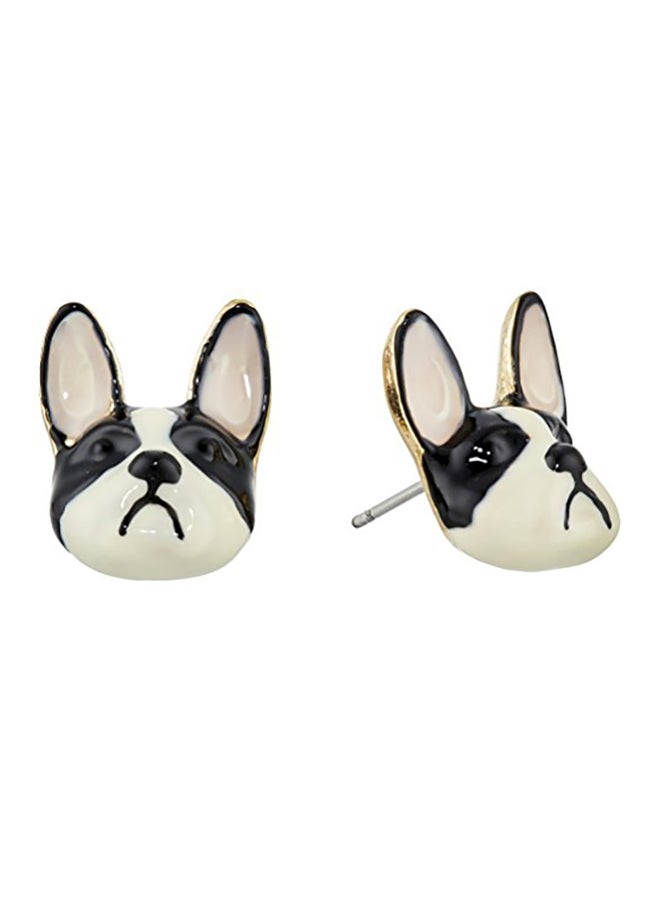 Betsey Johnson - Bulldog Brass Stud Earrings - Image 1