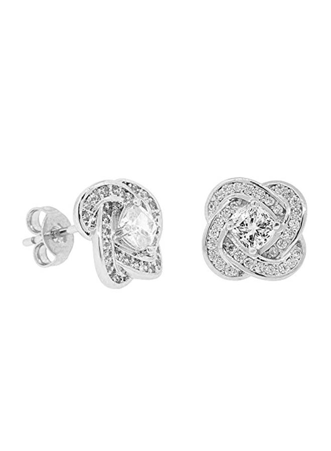 18k White Gold Plated  Knot Brass Stud Earrings - v1551168410/N21532162A_1