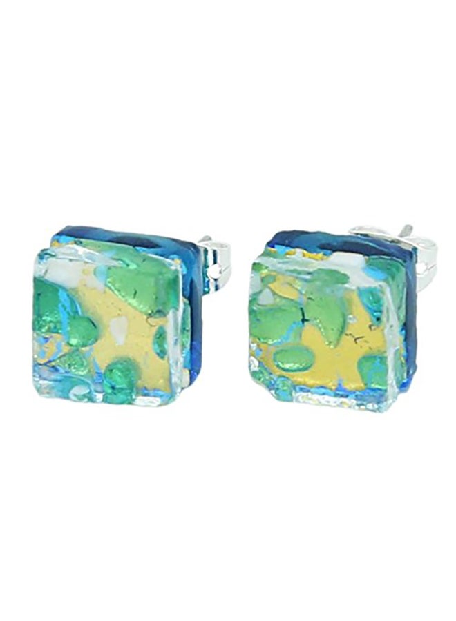 GlassOfVenice Glass Venetian Reflections Square Stud Earrings - Image 1
