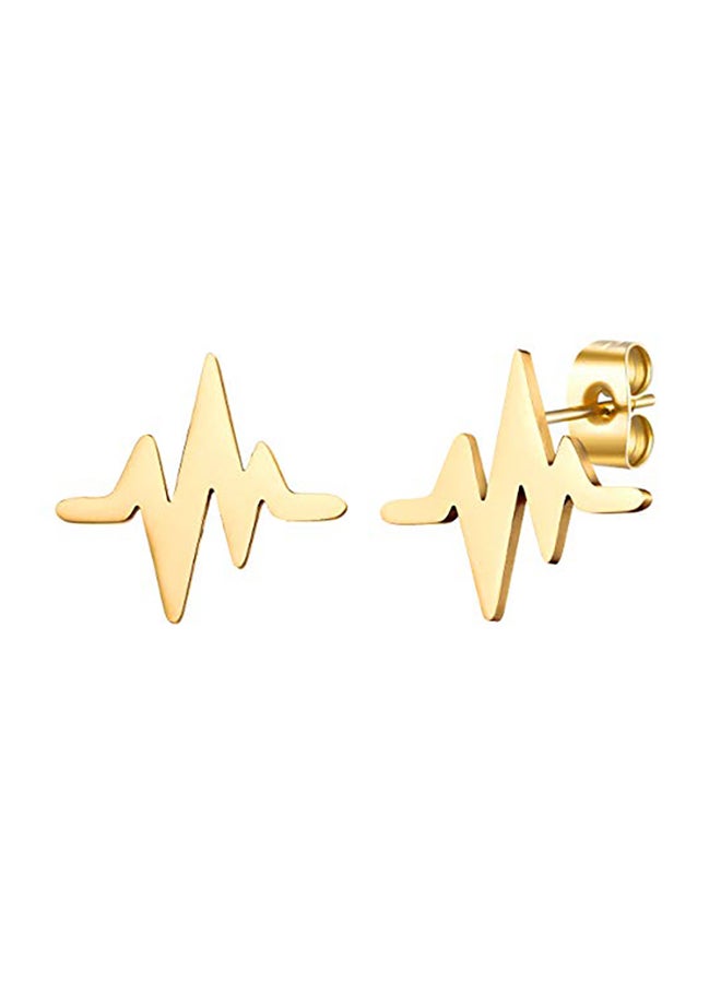 ELBLUVF Heart Beat Stainless-Steel Stud Earrings - Image 1