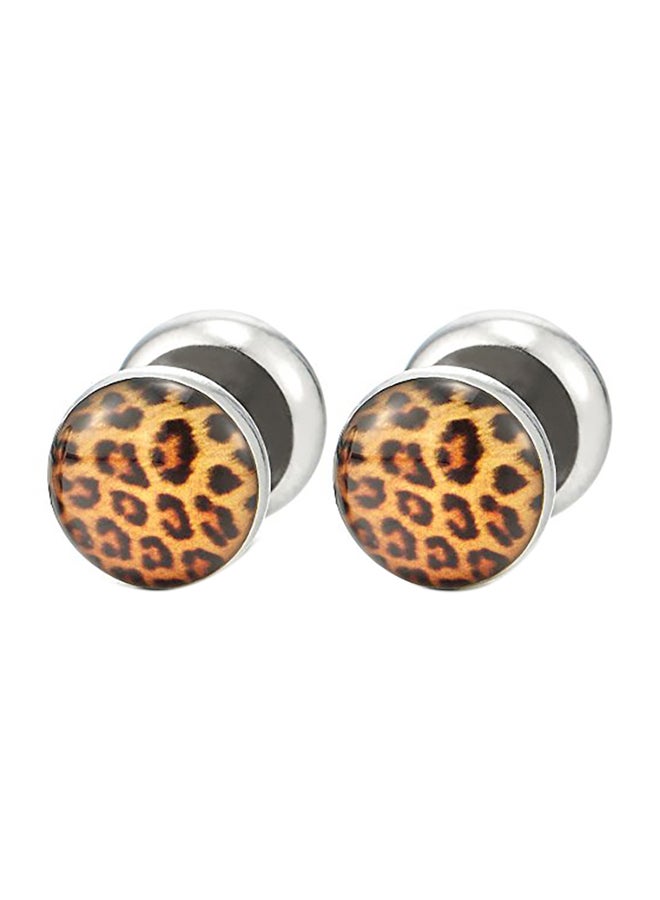 Leopard Print Pattern Screw Stud Earrings - v1551168472/N21532467A_1